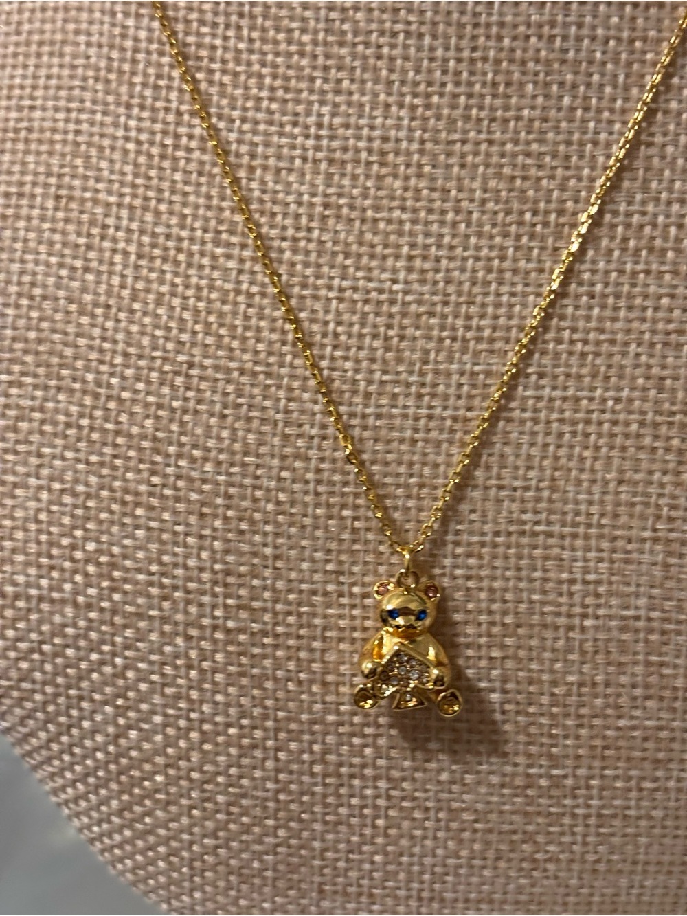 kate spade Gold Teddy Bear Pendant Necklace with Crystal Accents